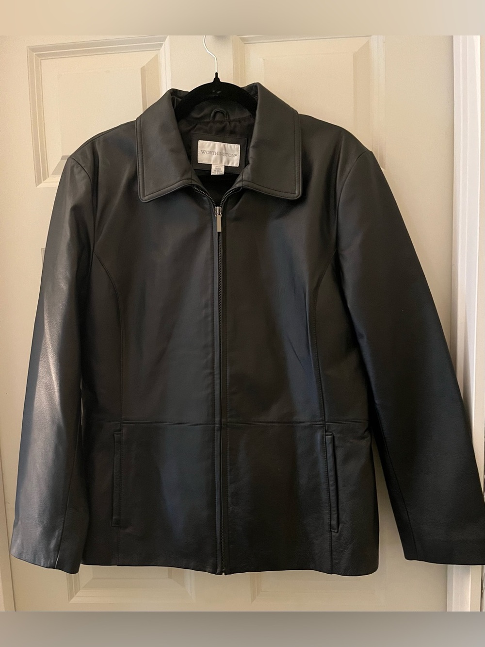 Vintage Women’s Worthington Black leather zip jacket coat Y2K classic size L